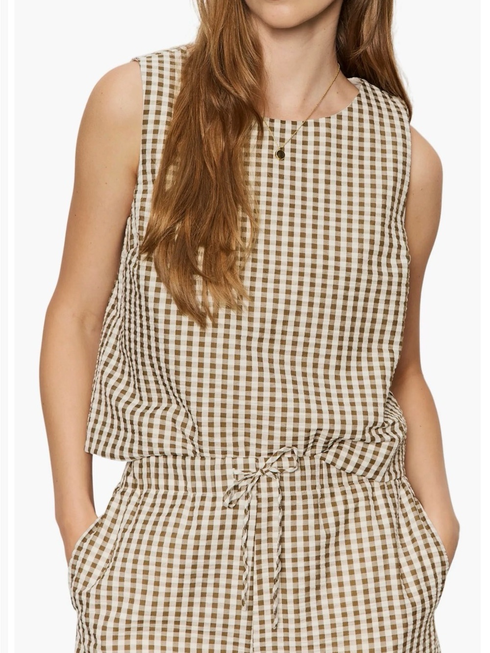 Better Days Gingham Cotton Seersucker Top
